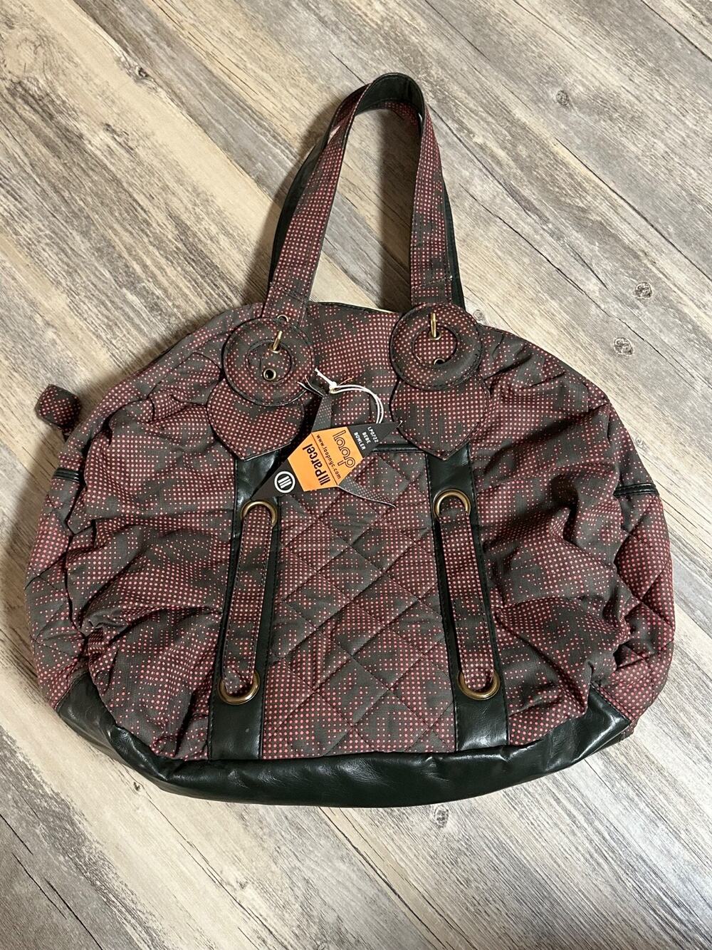 Vtg III PARCEL Hobo Shoulder Bag Tote Travel Bebe Bowler NWT Polka Dot Leaves